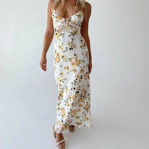 Princess Polly Emily Maxi Dress in white yellow floral
